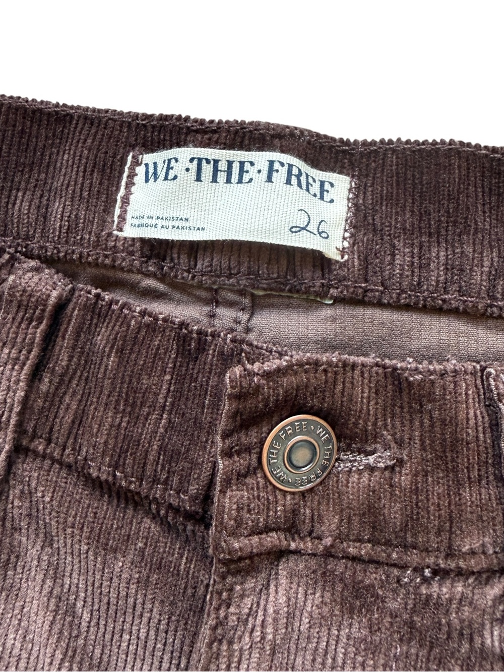Free People We The Free Risk Taker High Rise Corduroy Pants 26 Brown Wide Leg - Picture 6 of 16